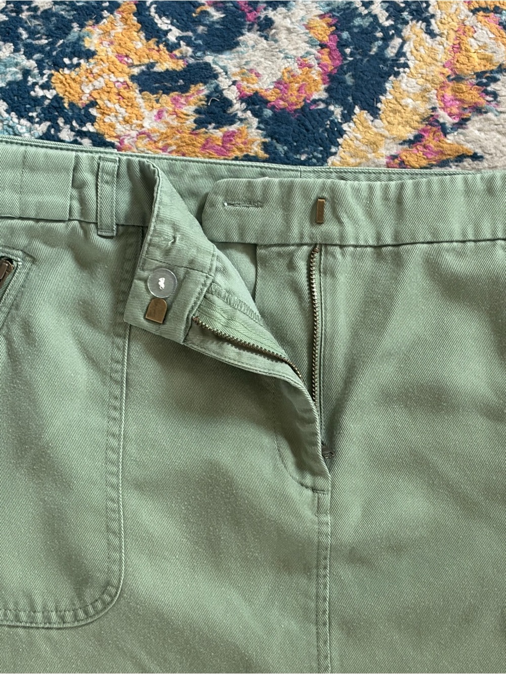 LOFT Outlet Olive Green Sage Cotton Utility Skirt Size 10 - Picture 3 of 7
